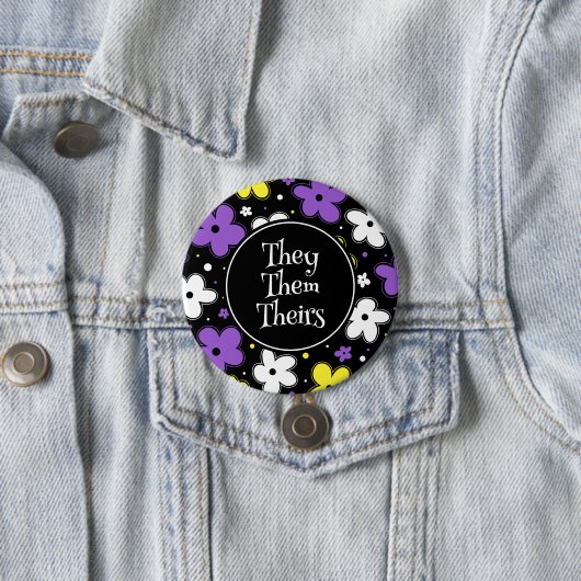 Pronomen! Blume für nicht binäre Pride Button (Beispiel)