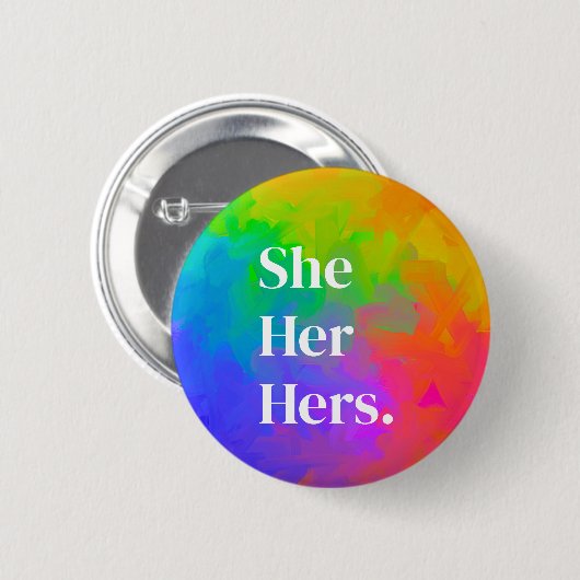 Pronomen Button Regenbogenmalerei (Vorne & Hinten)