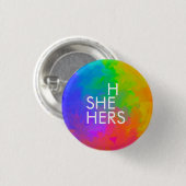 Pronomen Button Regenbogenmalerei (Vorne & Hinten)