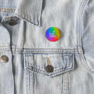 Pronomen Button Regenbogenmalerei