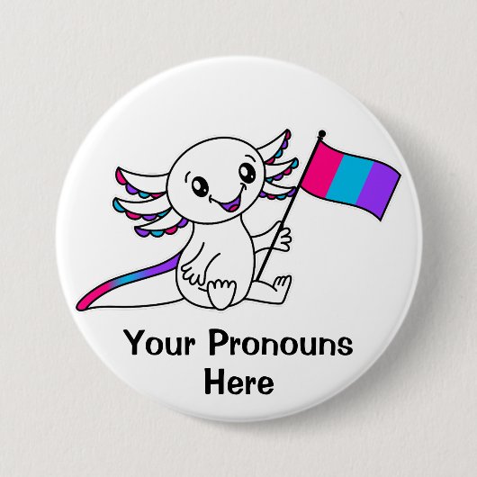 PRONOTIERT Niedliche Axolotl mit Androgyne-Pride-F Button (Vorderseite)