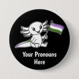 PRONOTIERT Niedliche Axolotl mit dem Flag Genderqu Button
