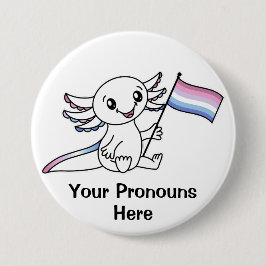PRONOTIERT Niedliche Axolotline mit Bigender-Pride Button