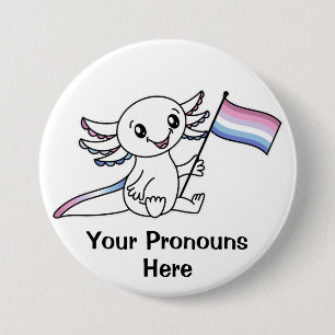 PRONOTIERT Niedliche Axolotline mit Bigender-Pride Button