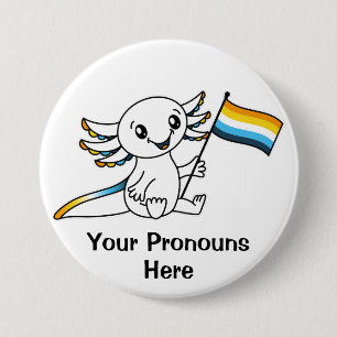 PRONOTIERT Niedliches Axolotl + AroAce Pride Flag Button