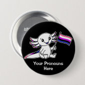 PRONOTIERT Niedliches Axolotl mit dem Flag Genderf Button (Vorne & Hinten)