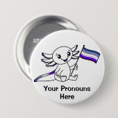 PRONOTIERT Niedliches Flag Axolotl + Butch Lesbian Button (Vorne & Hinten)