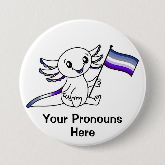PRONOTIERT Niedliches Flag Axolotl + Butch Lesbian Button (Vorderseite)