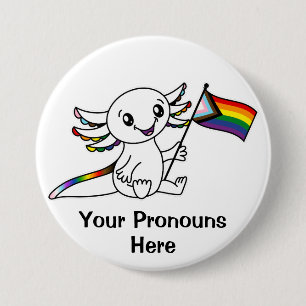 PRONOTIERT Niedliches Flag Axolotl Quasar Rainbow Button