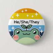 Pronoun AroAce Pride Flag Frog Button (Vorderseite)