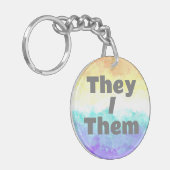 Pronoun Boho Genderfaun Pride Flag Schlüsselanhänger (Vorderseite links)