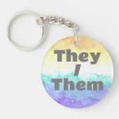 Pronoun Boho Genderfaun Pride Flag Schlüsselanhänger (Vorderseite)