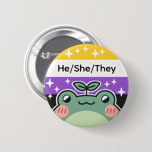 Pronoun-Flag, nicht binär Button (Vorne & Hinten)