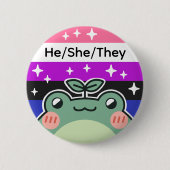 Pronoun Genderfluid-Flag-Fahne Button (Vorderseite)