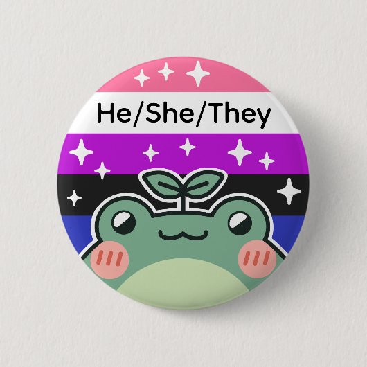 Pronoun Genderfluid-Flag-Fahne Button (Vorderseite)