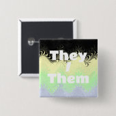 Pronoun Groovy Cassgeschlechtspreisflagge Button (Vorne & Hinten)