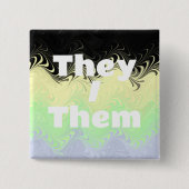 Pronoun Groovy Cassgeschlechtspreisflagge Button (Vorderseite)