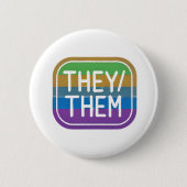 Pronoun Rainbow Circle Pride Button (Vorderseite)