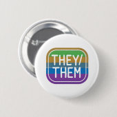 Pronoun Rainbow Circle Pride Button (Vorne & Hinten)