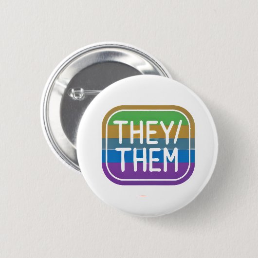 Pronoun Rainbow Circle Pride Button (Vorne & Hinten)