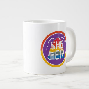 Pronoun Rainbow Circle Pride Jumbo-Tasse