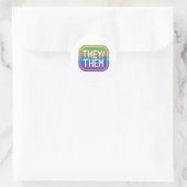 Pronoun Rainbow Circle Pride Runder Aufkleber (Tasche)