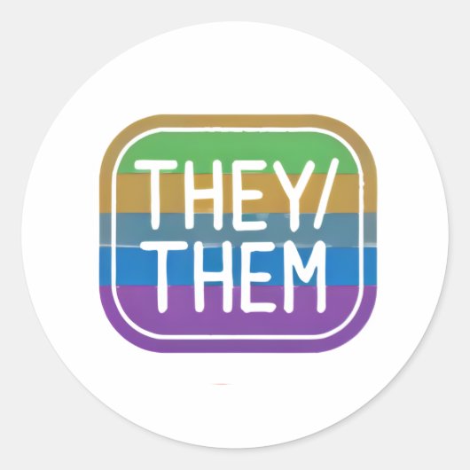 Pronoun Rainbow Circle Pride Runder Aufkleber (Vorderseite)