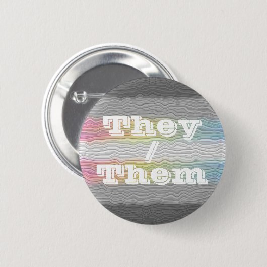 Pronoun Squiggly Demifluid-Druckfarben-Flag mit in Button (Vorne & Hinten)