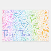 Pronoun Stolz Geschlecht queer Regenbogen lgbtqa Geschenkpapier Set (Vorderseite)