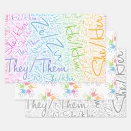 Pronoun Stolz Geschlecht queer Regenbogen lgbtqa Geschenkpapier Set
