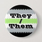 Pronoun ZigZag Agender Pride-Flag mit individualis Button (Vorderseite)