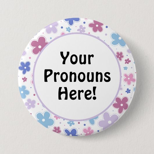 Pronouns Bigender Pride Blume Doodle Pastelle Button (Vorderseite)