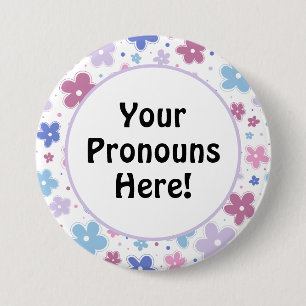 Pronouns Bigender Pride Blume Doodle Pastelle Button
