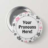 PRONOUNS! Demigirl Pride Blume Doodle Pink Button (Vorne & Hinten)