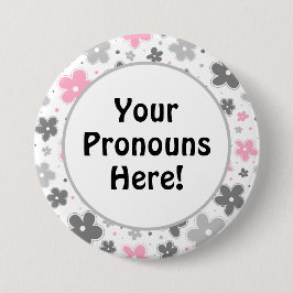 PRONOUNS! Demigirl Pride Blume Doodle Pink Button