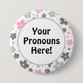 PRONOUNS! Demigirl Pride Blume Doodle Pink Button