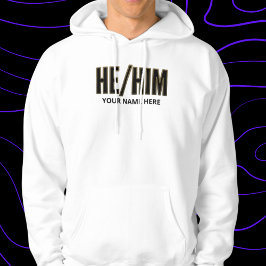 Pronouns Er Ihn Schwarz und Gold Hoodie