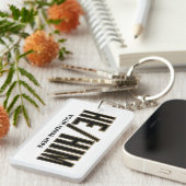 Pronouns Er Ihn Schwarz und Gold Schlüsselanhänger (Vorderseite rechts)