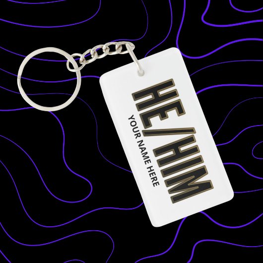 Pronouns Er Ihn Schwarz und Gold Schlüsselanhänger