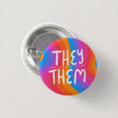 Pronouns farbenfrohe Handschrift Streifen Button (Vorne & Hinten)