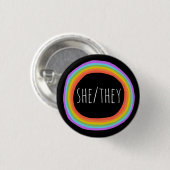 Pronouns farbenfrohe Rainbow Circle Black Button (Vorne & Hinten)