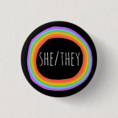 Pronouns farbenfrohe Rainbow Circle Black Button (Vorderseite)