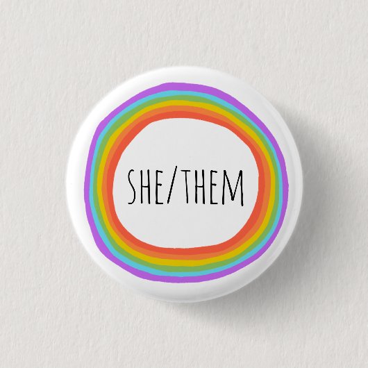 Pronouns farbiger Regenbogenknopf Button (Vorderseite)