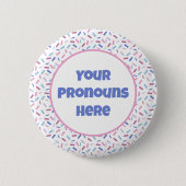 PRONOUNS-Flag für Regenbogensprinklen Bigender-Pri Button (Vorderseite)