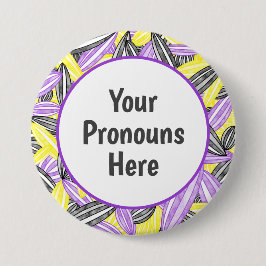 PRONOUNS Nichtbinärer Stolz Abstrakte Zen-Blume Pe Button