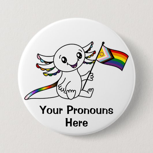 PRONOUNS Niedliches Axolotl Intersex Progress Pril Button (Vorderseite)