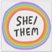 Pronouns Rainbow Circle Handschrift Aufkleber (Vorderseite)