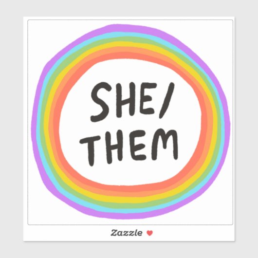 Pronouns Rainbow Circle Handschrift Aufkleber (Blatt)