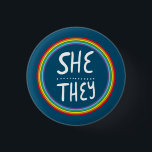 Pronouns Rainbow Handlettered Minimal Button<br><div class="desc">Dekorieren Sie Ihr Outfit mit diesem coolen Kunstknopf. Macht ein großartiges Geschenk! Sie können ihn anpassen,  die Hintergrundfarben ändern und auch Text hinzufügen. Karo in meinem Shop für viel mehr Farben und Muster! Lass mir Bescheid,  wenn du auch etwas Gewohntes willst.</div>
