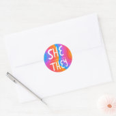 Pronouns-Rainbow-Handschrift Runder Aufkleber (Umschlag)